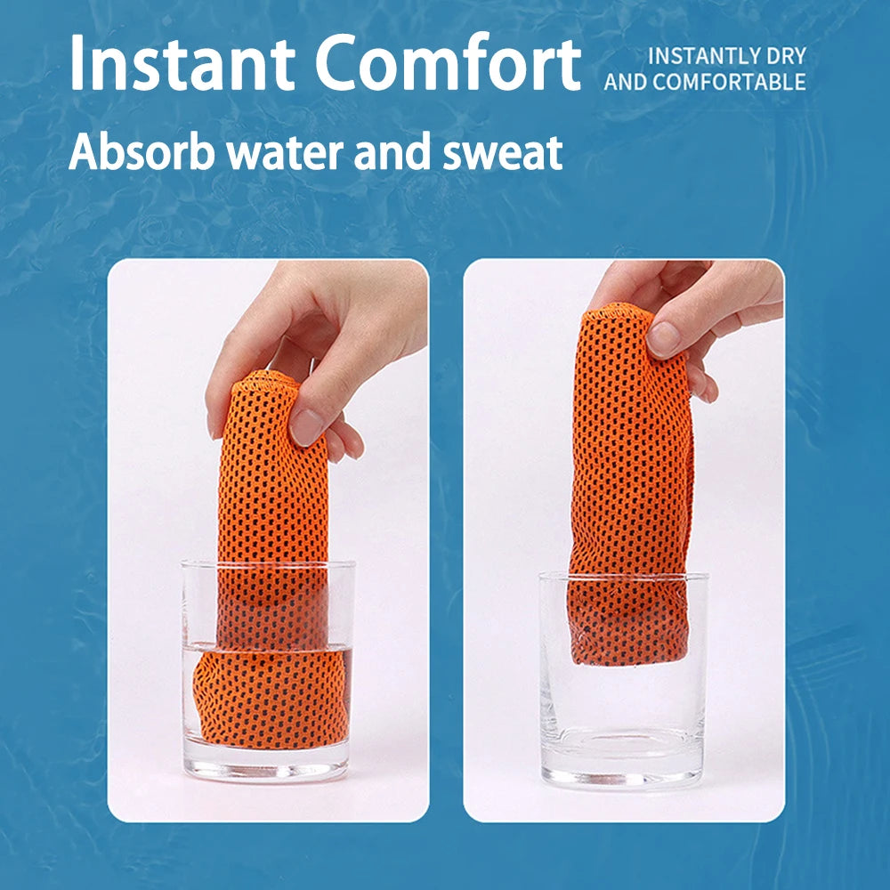 1PC Circular Silicone Wrapped Cold Towel Cooling Towel Quick Drying Microfiber Towels Beach Accessories Towel Sport Fitness